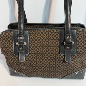 Relic By Fossil Elegant Black and Brown Geometric Women's Satchel, Very Pretty